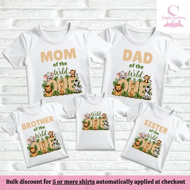 Wild One Beige First Birthday Family Shirts | Semi-Custom Family Name & Age Shirts