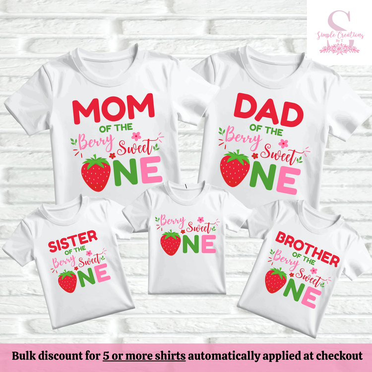 Berry Sweet One First Birthday Family Shirts | Semi-Custom Family Name & Age Shirts