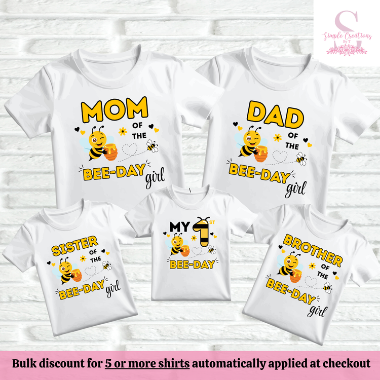 My First Bee-Day Birthday Family Shirts | Semi-Custom Family Name & Age Shirts