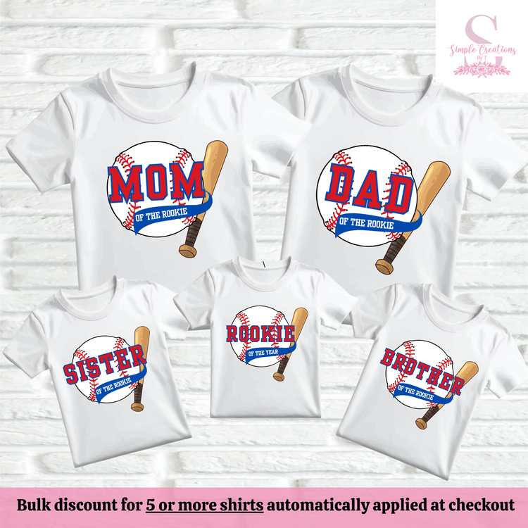 Rookie of the Year First Birthday Family Shirts | Semi-Custom Family Name & Age Shirts