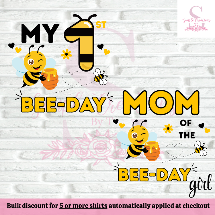 My First Bee-Day Birthday Family Shirts | Semi-Custom Family Name & Age Shirts