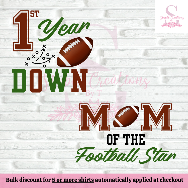 First Year Down Football Birthday Family Shirts | Semi-Custom Family Name & Age Shirts