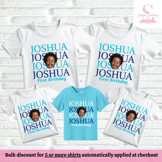 Custom Face Monogram Photo Family Birthday Shirts (Boy) | Semi-Custom