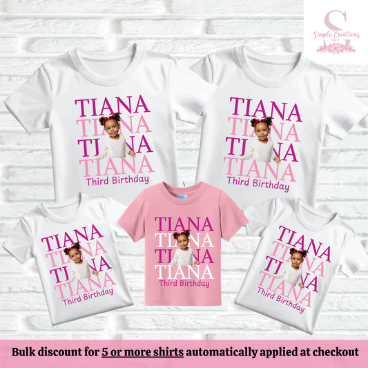 Custom Face Monogram Photo Family Birthday Shirts (Girl) | Semi-Custom