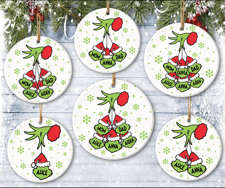 Custom Grinch Family Ornament (Set of 2)