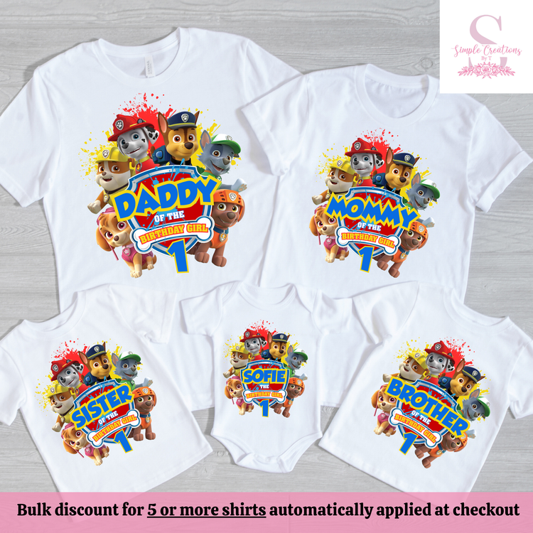 Paw Patrol Family Birthday Shirts | Semi-Custom Family Name & Age Shirts