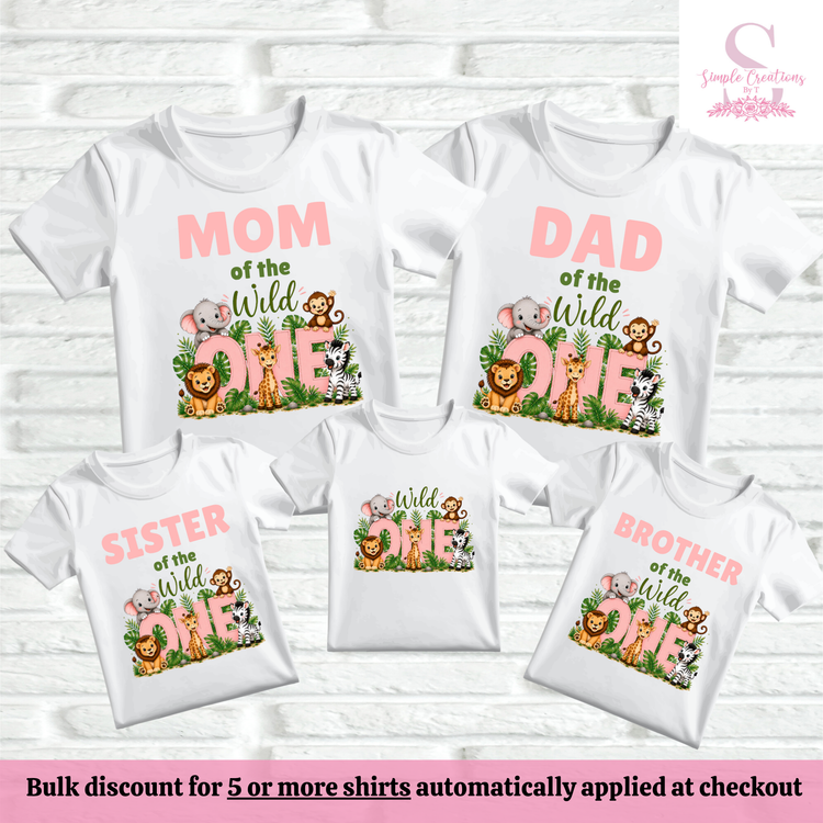 Wild One Pink First Birthday Family Shirts | Semi-Custom Family Name & Age Shirts