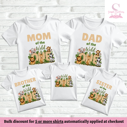 Wild One Beige First Birthday Family Shirts | Semi-Custom Family Name & Age Shirts