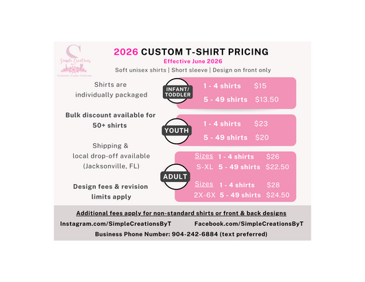 Custom T-Shirt Order Request & Design Fee
