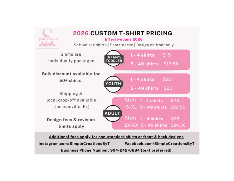 Custom T-Shirt Order Request & Design Fee
