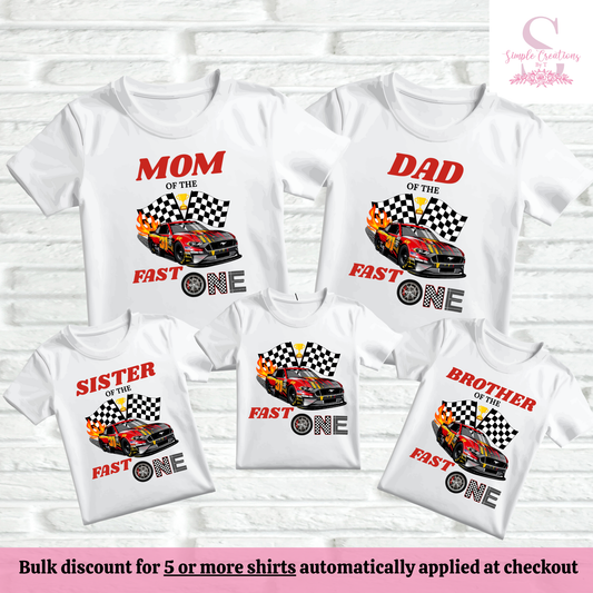 Fast One Race Car First Birthday Family Shirts | Semi-Custom Family Name & Age Shirts