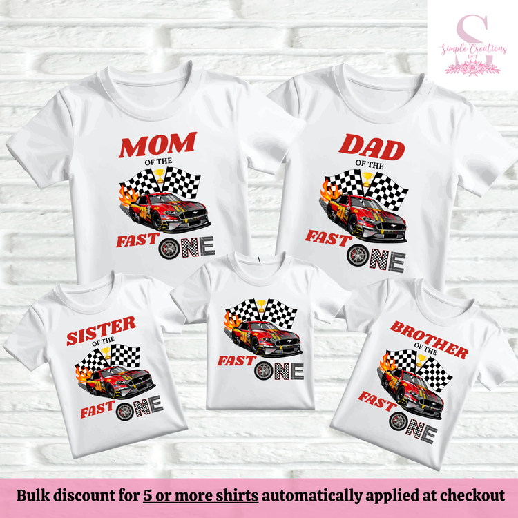 Fast One Race Car First Birthday Family Shirts | Semi-Custom Family Name & Age Shirts