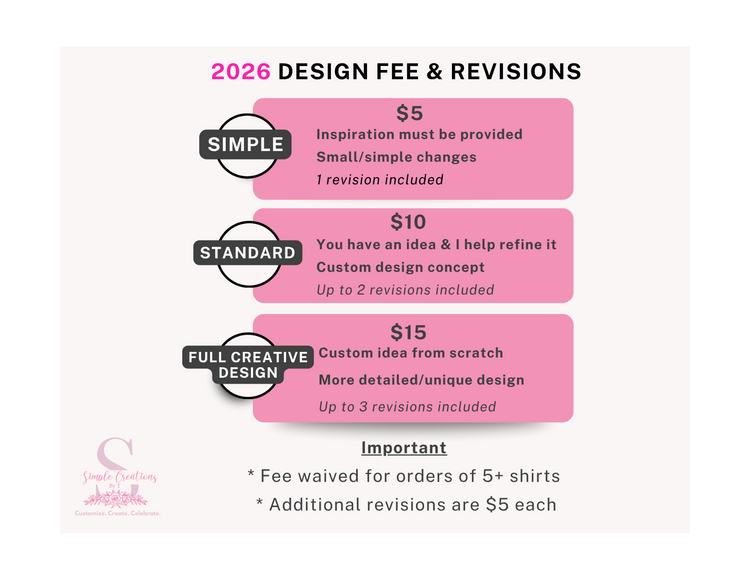 Custom T-Shirt Order Request & Design Fee