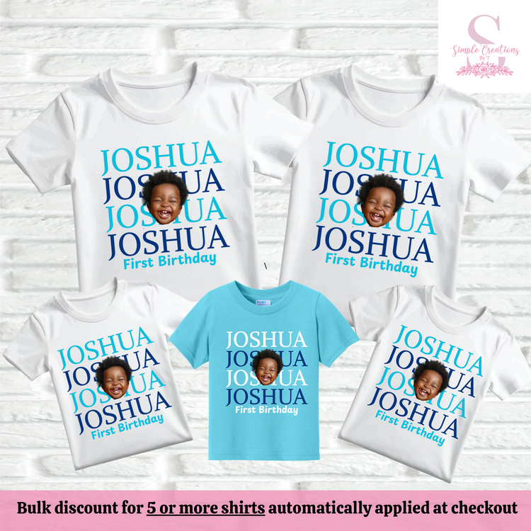 Custom Face Monogram Photo Family Birthday Shirts (Boy) | Semi-Custom