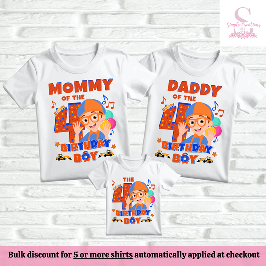 Blippi Family Birthday Shirts | Semi-Custom Family Name & Age Shirts