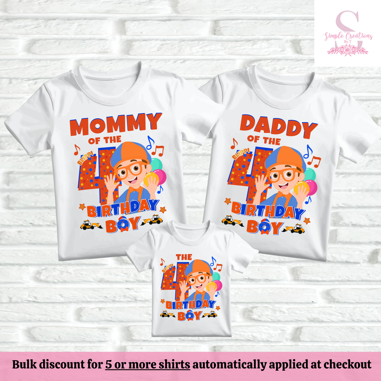 Blippi Family Birthday Shirts | Semi-Custom Family Name & Age Shirts