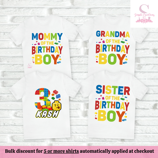 Lego-Inspired Family Birthday Shirts | Semi-Custom Family Name & Age Shirts