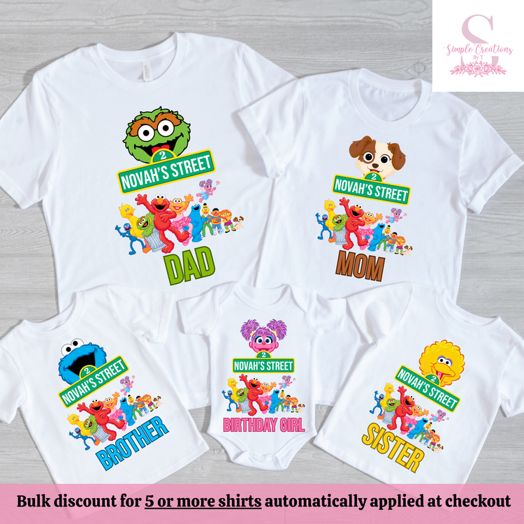Sesame Street Character & Crew Family Birthday Shirts | Semi-Custom Character & Age