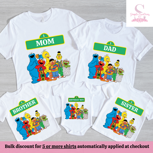 Sesame Street Family Birthday Shirts | Semi-Custom Family Name & Age Shirts