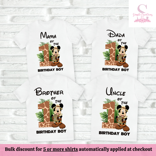 Mickey Mouse Safari Family Birthday Shirts | Semi-Custom Family Name & Age Shirts