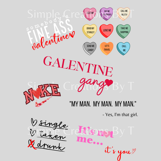 Valentine's Day Digital PNG Designs - (7 designs, sent via email)