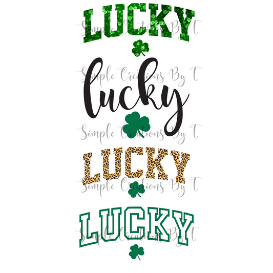 Lucky with 4 Leaf Clover - PNG Digital File (4 Designs)