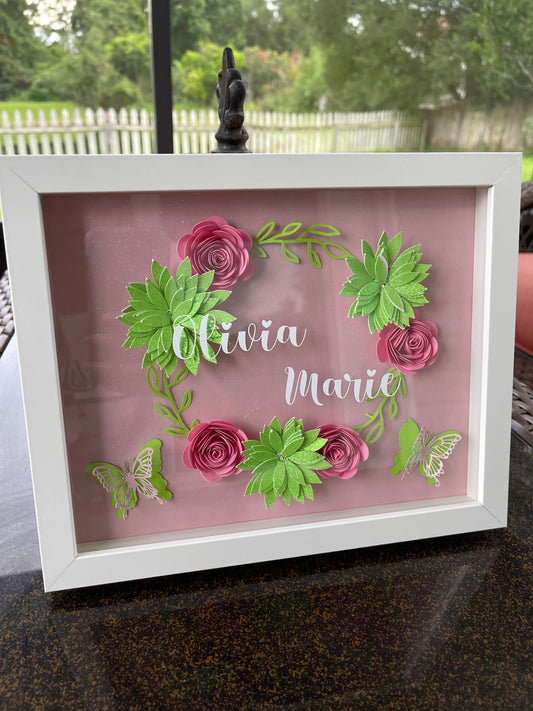 Circle Leaf Frame & Floral Shadow Box