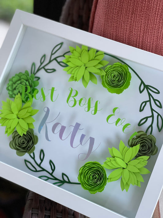 Circle Leaf Frame & Floral Shadow Box