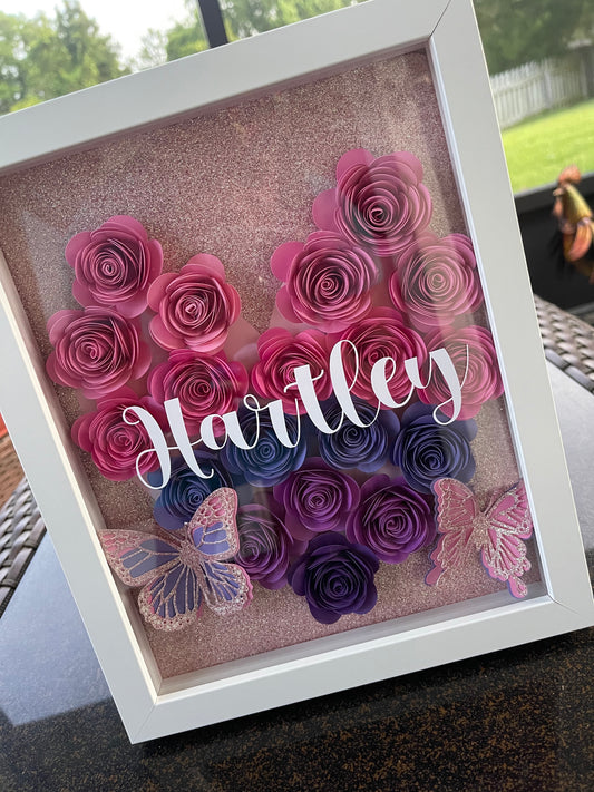 Heart-Shaped & Butterfly Monogram Shadow Box